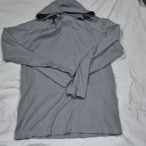 Fabletics Gray Hooded Long Sleeve Shirt MEDIUM LIKE NEW